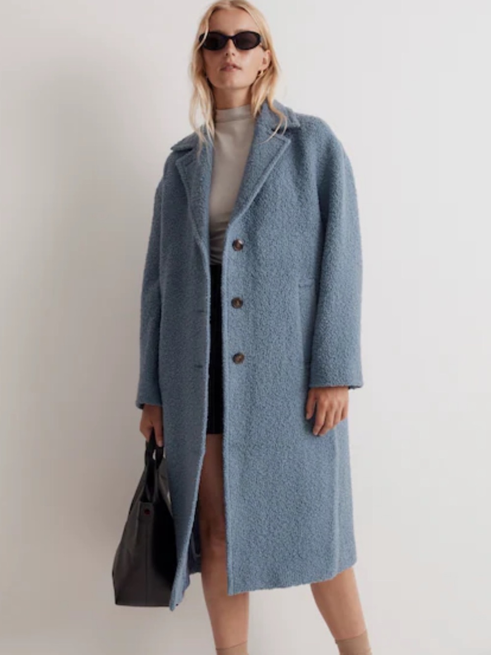 Madewell The Alonzo Coat in Boucle in Tranquil Lake